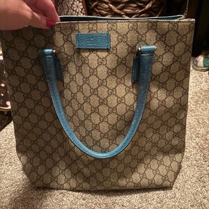 Gucci Beige and Blue Signature Tote